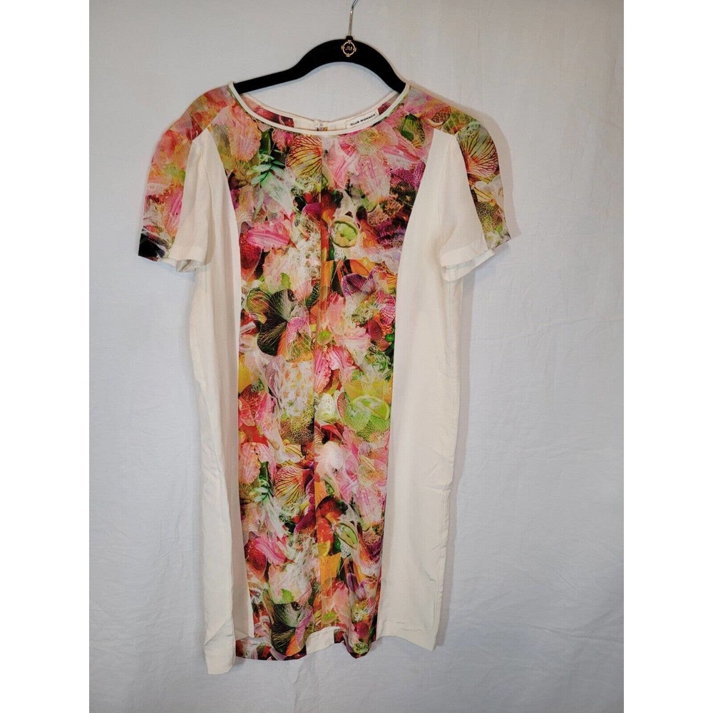 Club Monaco 100% silk White Floral Tunic Dress Size 6